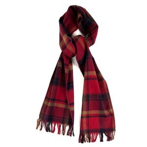 Buckle Red Plaid Flannel Fringe Scarf